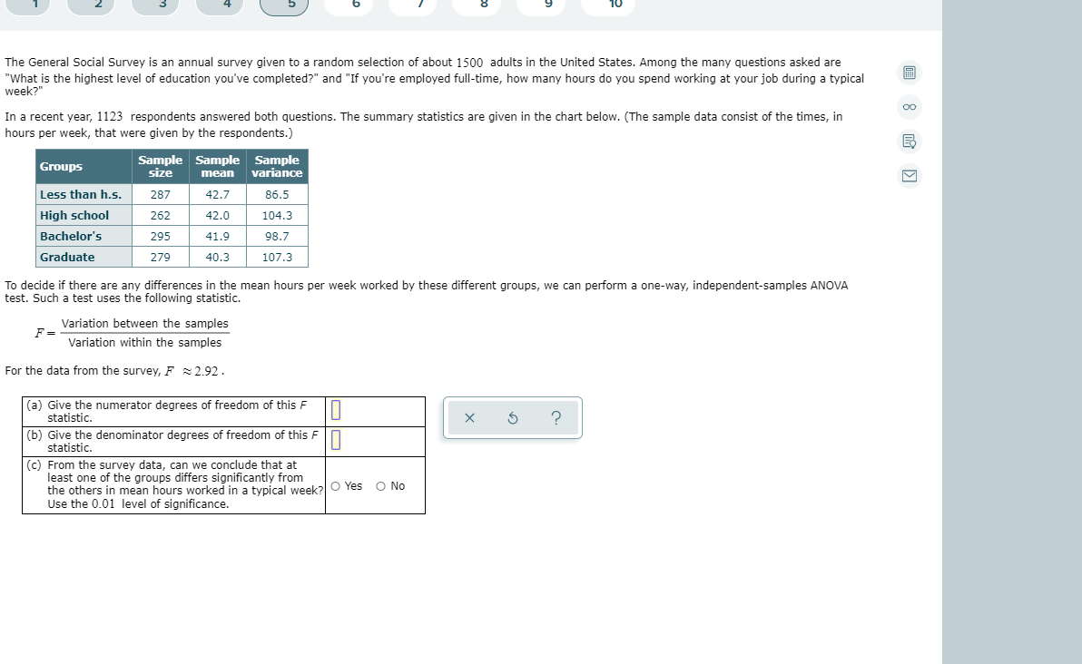 Solved The General Social Survey Is An Annual Survey Given Chegg