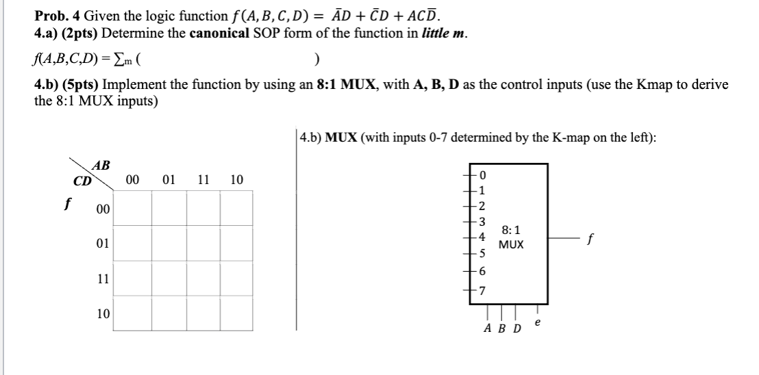 Solved Prob 4 Given The Logic Function Chegg