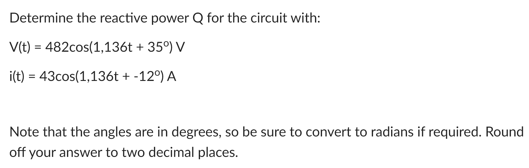 Solved Determine The Average Power In W For The Circuit Chegg