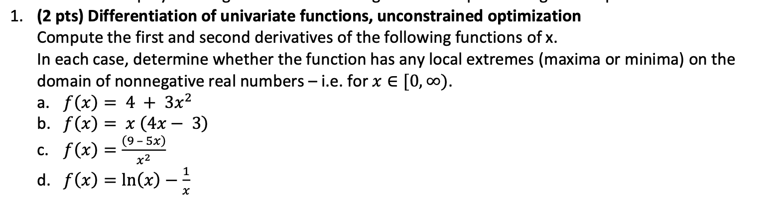 Solved Pts Differentiation Of Univariate Functions Chegg