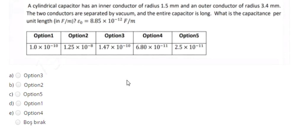 Solved A Cylindrical Capacitor Has An Inner Conductor Of Chegg