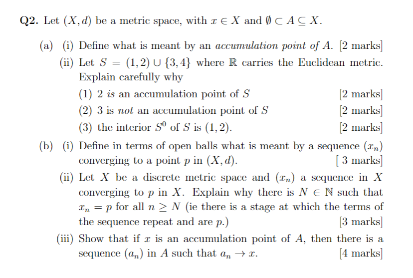 Solved 22 Let X D Be A Metric Space With XX And AX Chegg