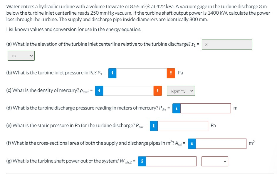 Solved Water Enters A Hydraulic Turbine With A Volume Chegg