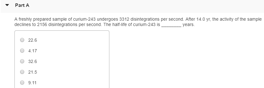 Solved Part A A Freshly Prepared Sample Of Curium Chegg