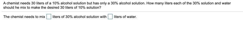 Solved A Chemist Needs Liters Of A Alcohol Solution Chegg