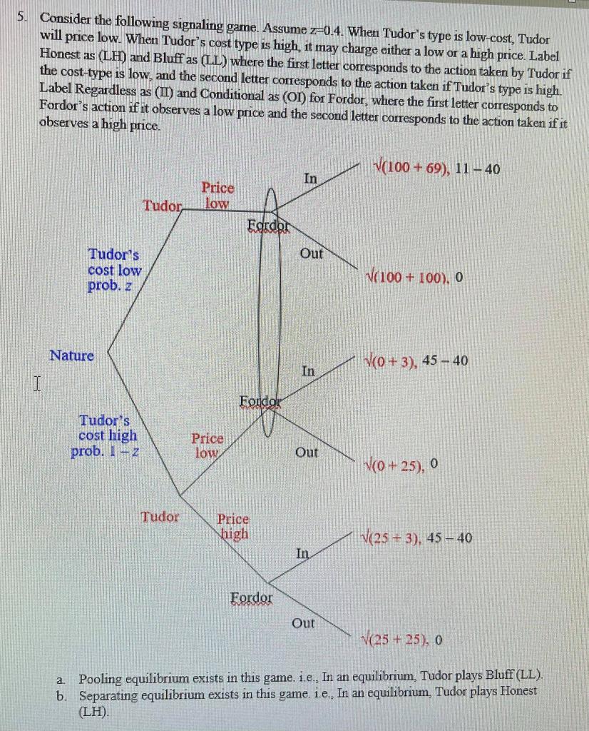 Solved 5 Consider The Following Signaling Game Assume Chegg