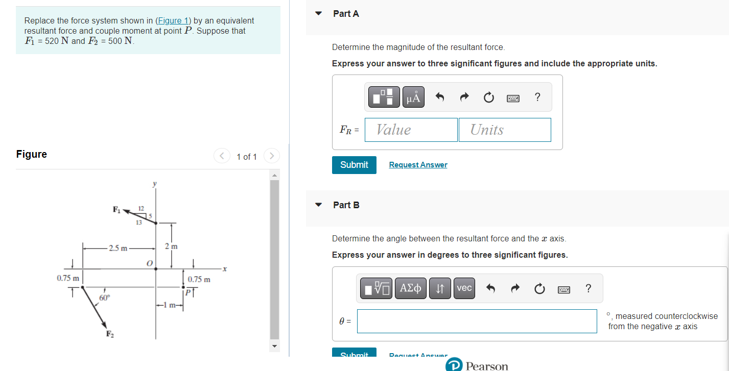 Solved Replace The Force System Shown In Figure 1 By