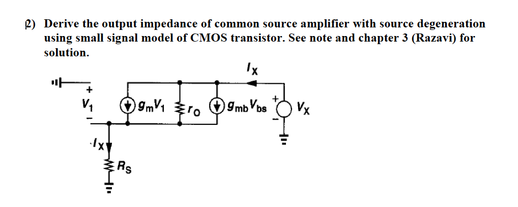 Solved Derive The Output Impedance Of Common Source Chegg