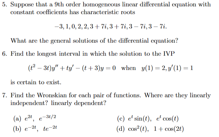 Suppose That A Th Order Homogeneous Linear Chegg