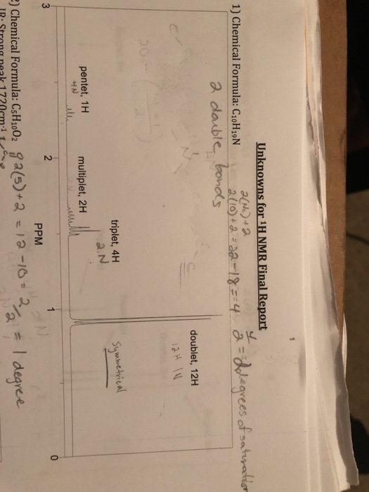 Solved Unknowns For 1H NMR Final Report 1 Chemical Formula Chegg