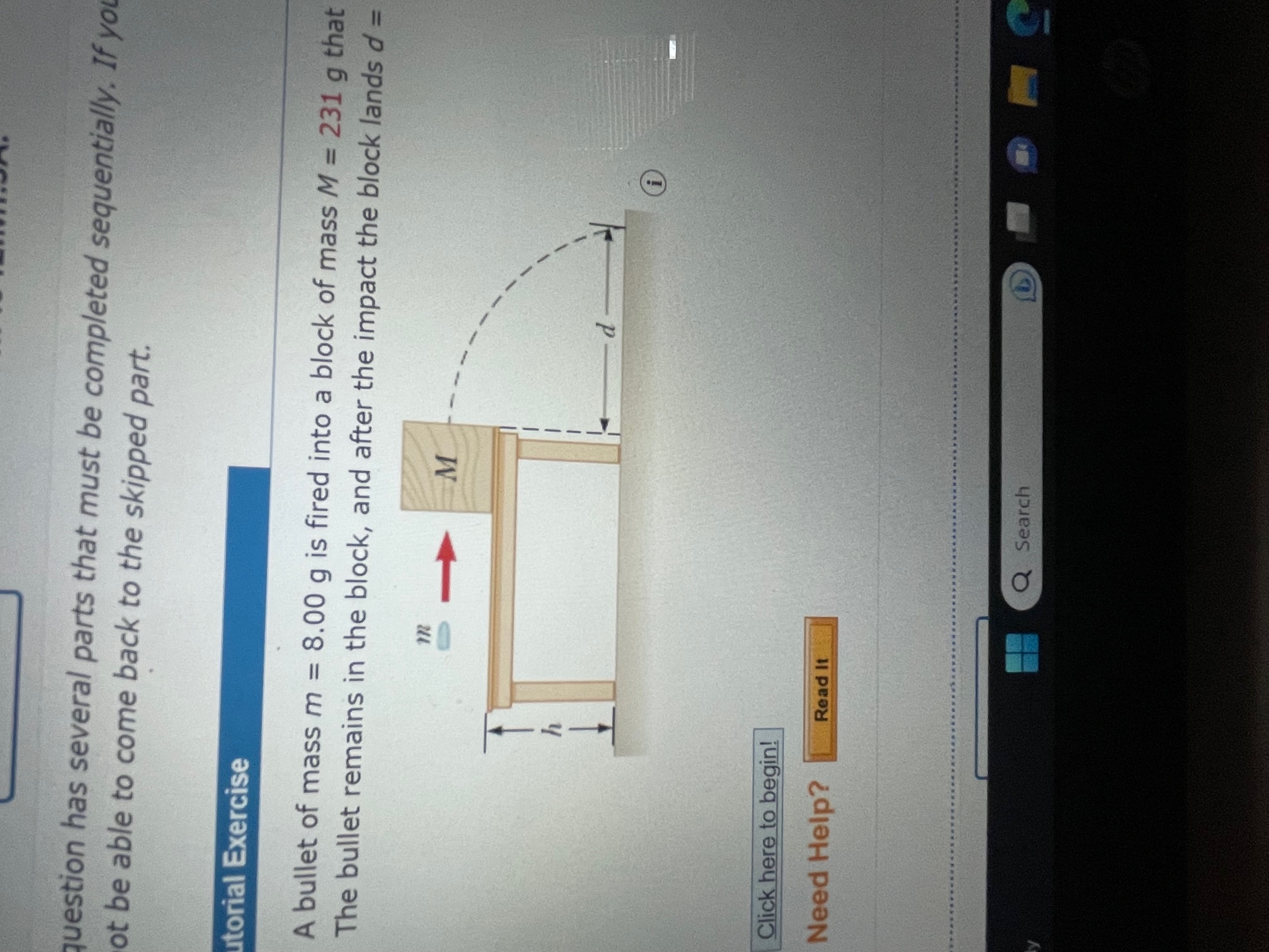 Solved A Bullet Of Mass M 8 00 G Is Fired Into A Block Of Chegg