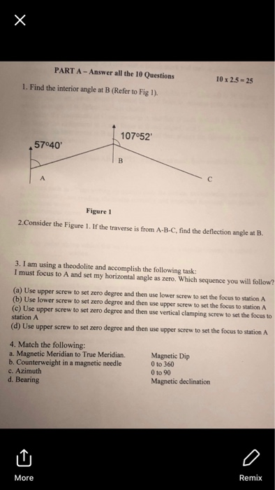 Solved Part A Answer All The Questions X Chegg