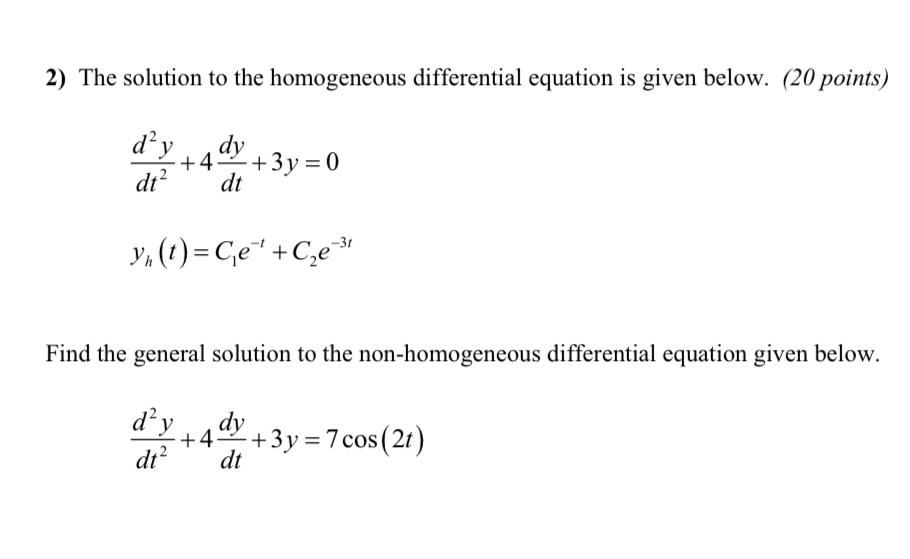 Solved The Solution To The Homogeneous Differential Chegg