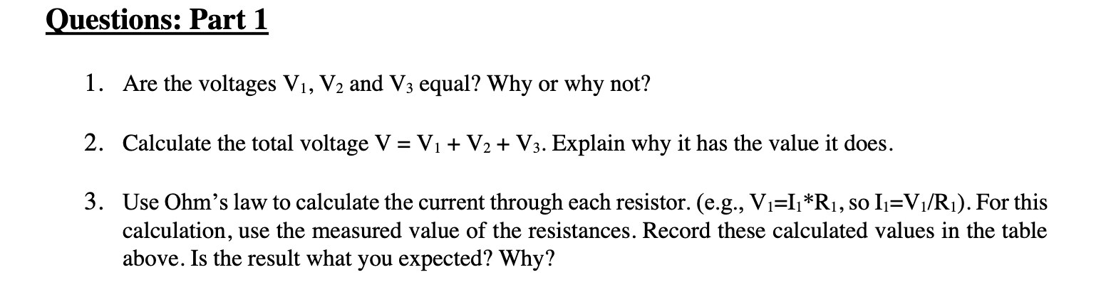 Solved Take The Three Resistors Measure The Resistance Chegg