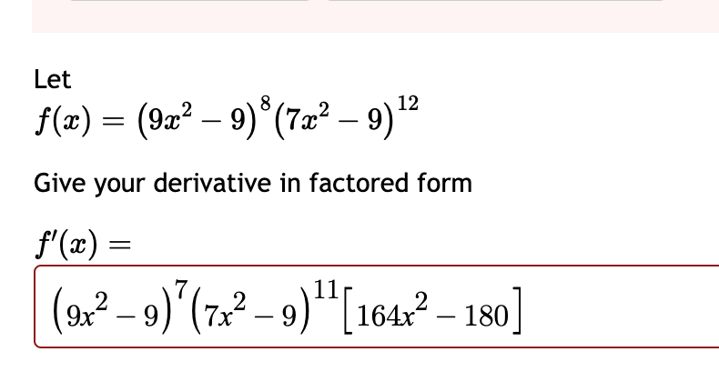 Solved Let F X X X Give Your Derivative In Chegg