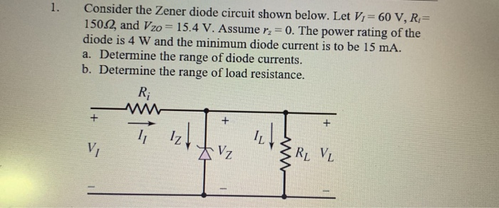 Solved Consider The Zener Diode Circuit Shown Below Let V Chegg