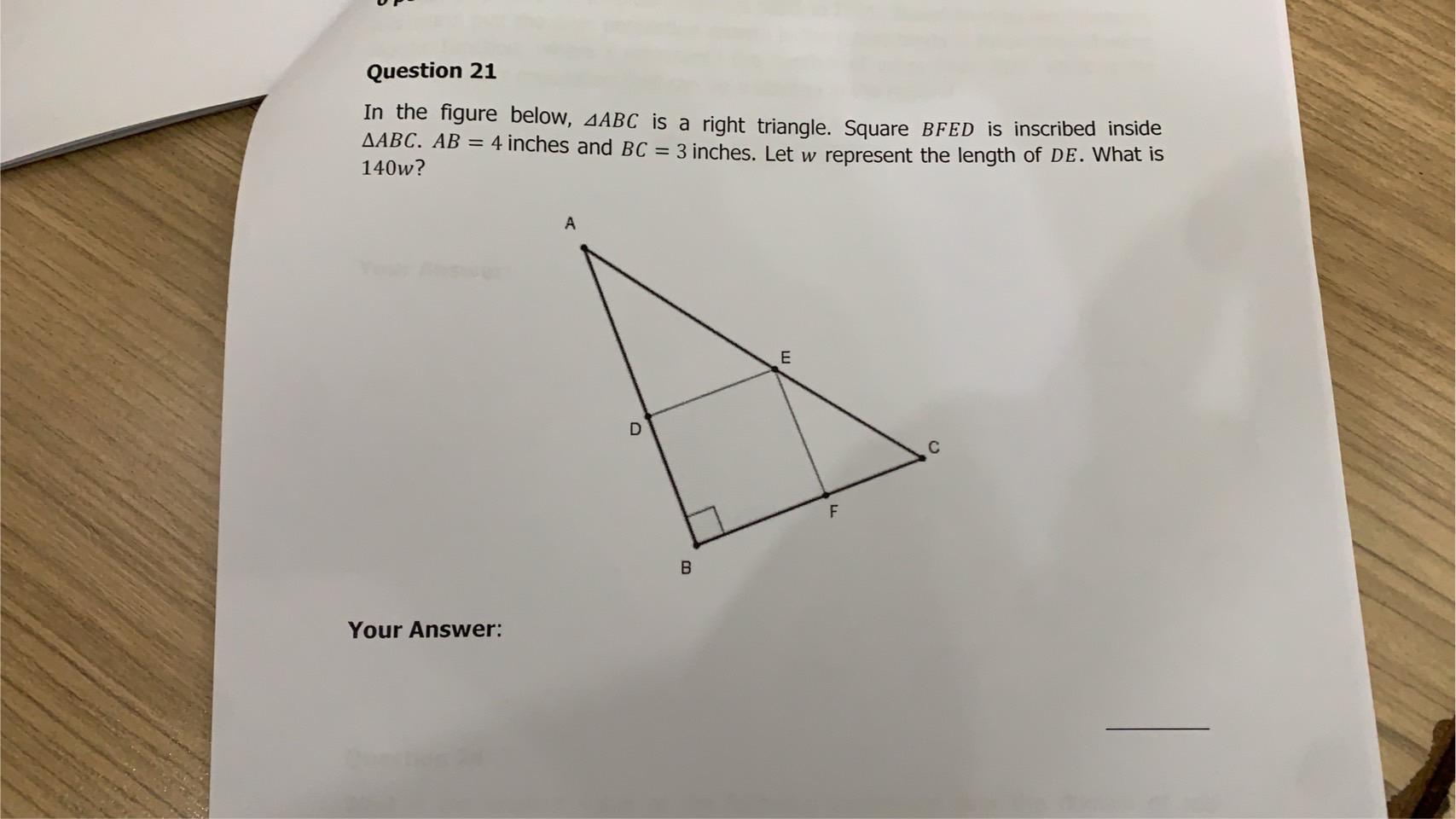 Solved In The Figure Below ABC Is A Right Triangle Square Chegg