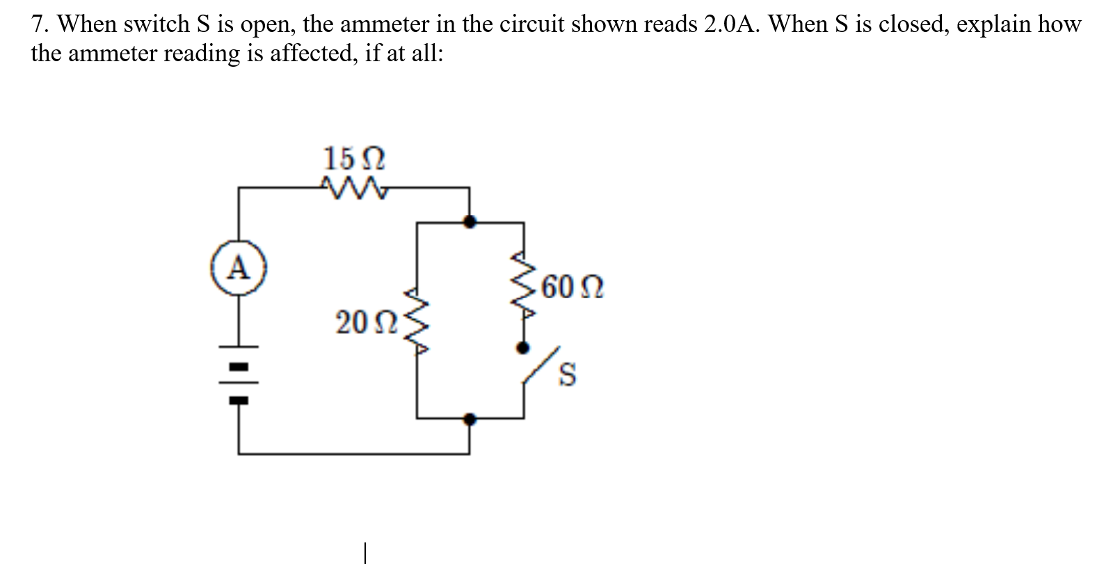 Solved When Switch S Is Open The Ammeter In The Circuit Chegg