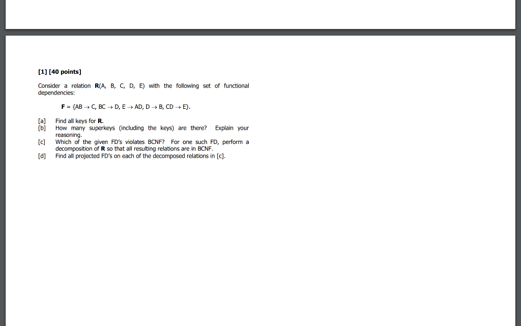 Solved Points Consider A Relation R A B C D E Chegg