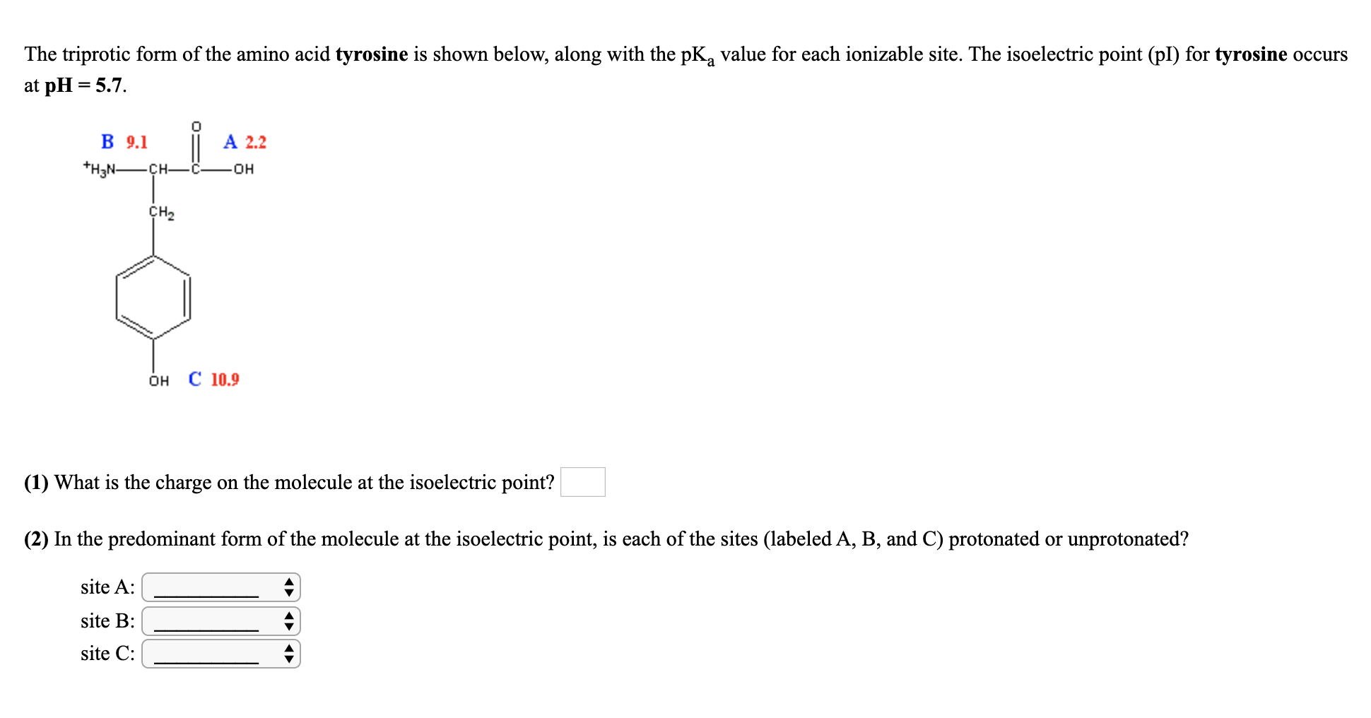 Solved The Triprotic Form Of The Amino Acid Tyrosine Is Chegg