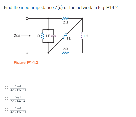 Solved Find The Input Impedance Z S Of The Network In Fig Chegg