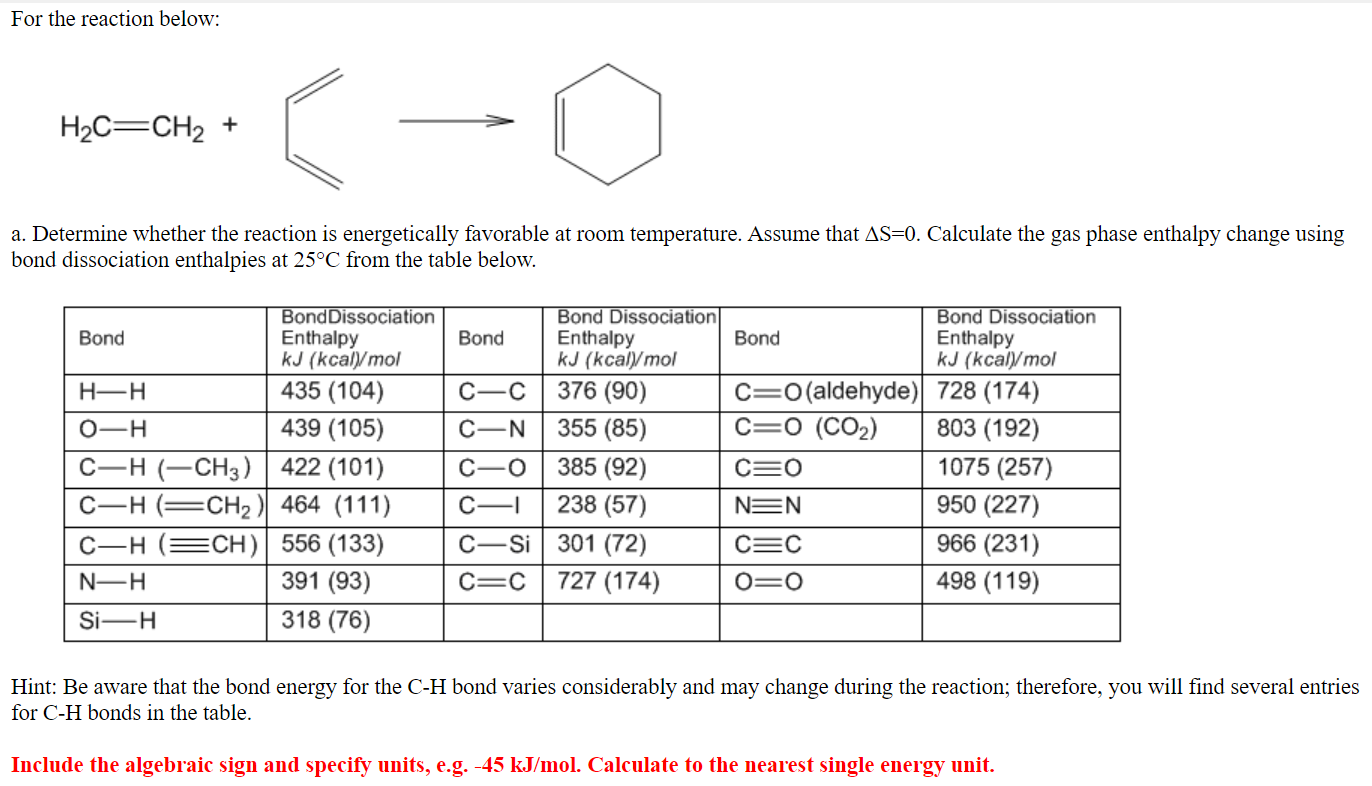 Solved For The Reaction Below H2C CH2 A Determine Chegg