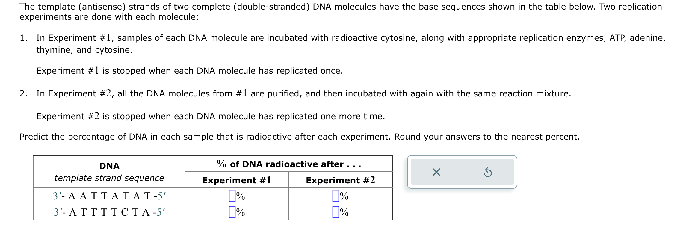 Solved The Template Antisense Strands Of Two Complete Chegg