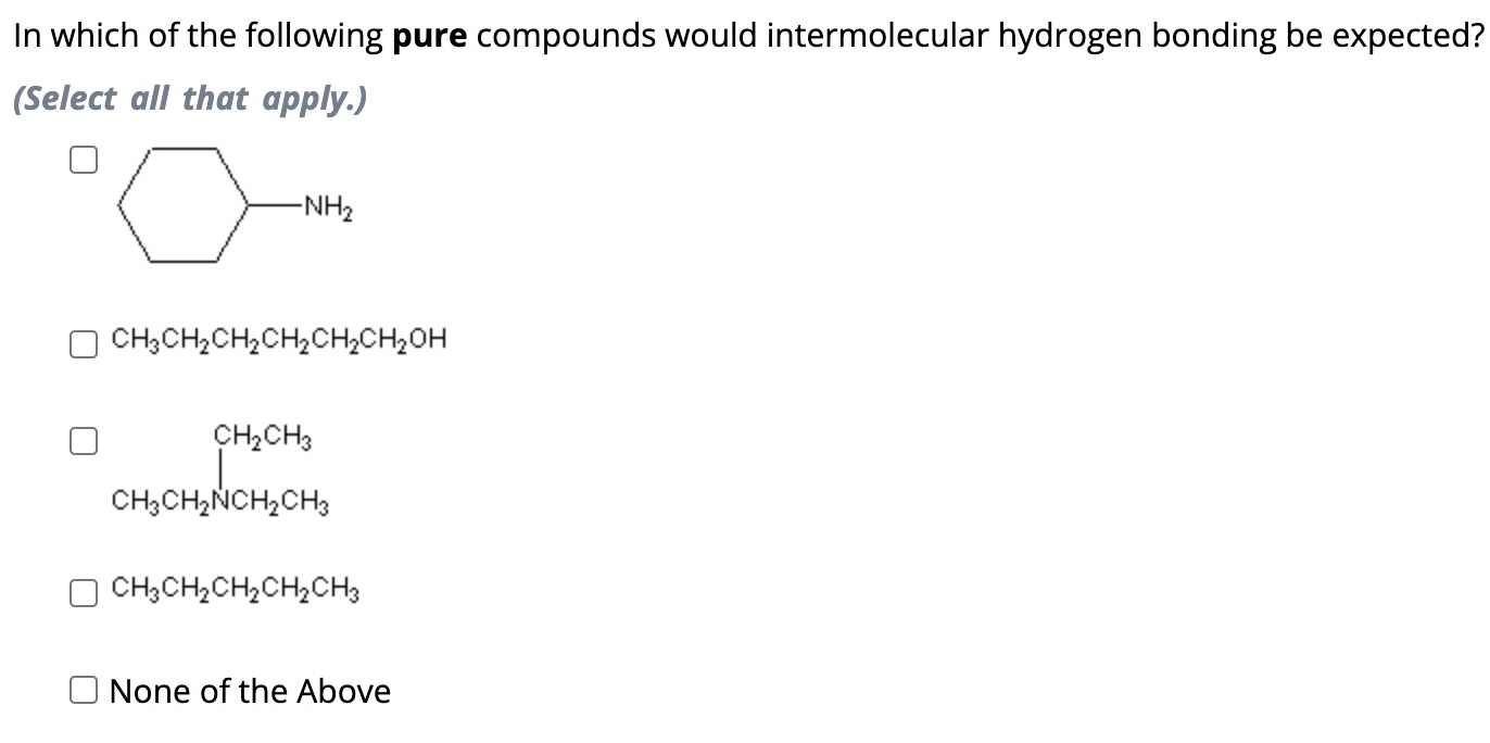 Solved In Which Of The Following Pure Compounds Would Chegg