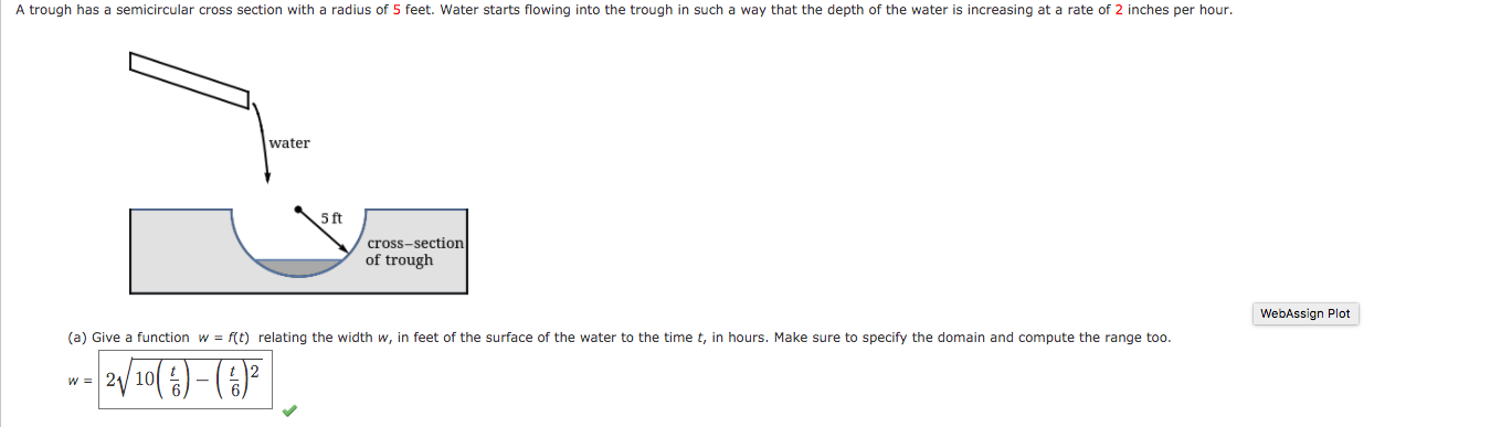 Solved A Trough Has A Semicircular Cross Section With A Chegg