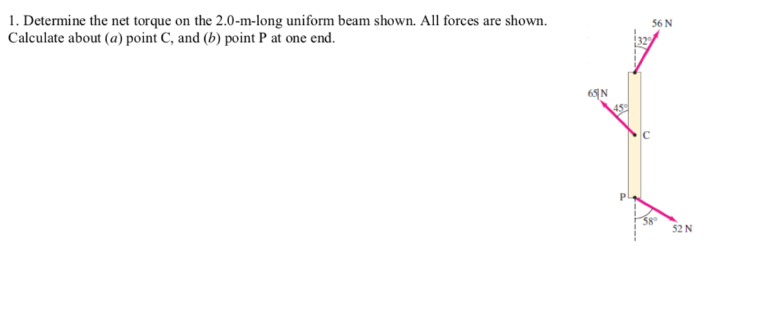 Solved Determine The Net Torque On The M Long Uniform Chegg