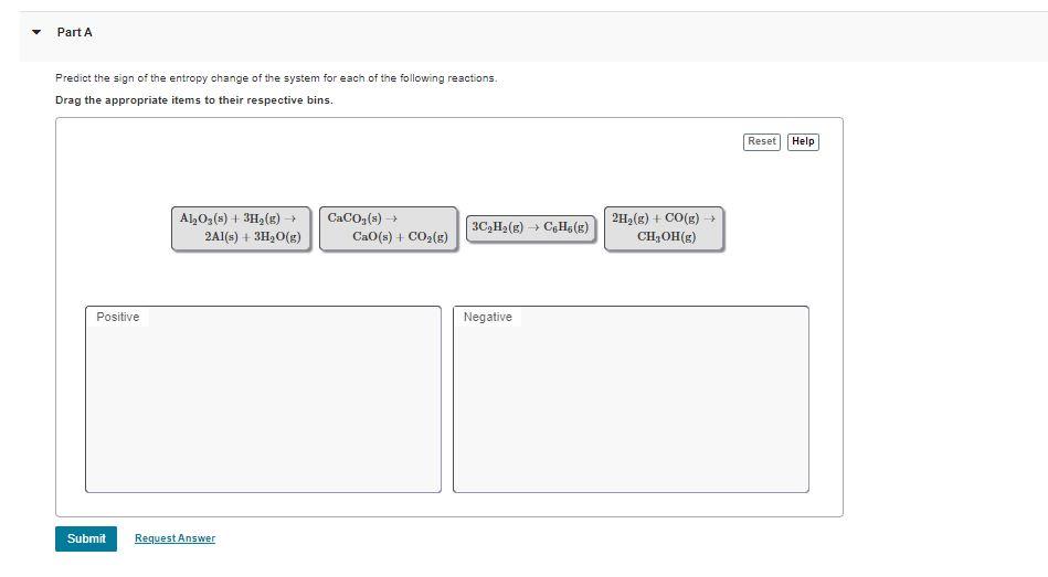 Solved Part A Predict The Sign Of The Entropy Change Of The Chegg