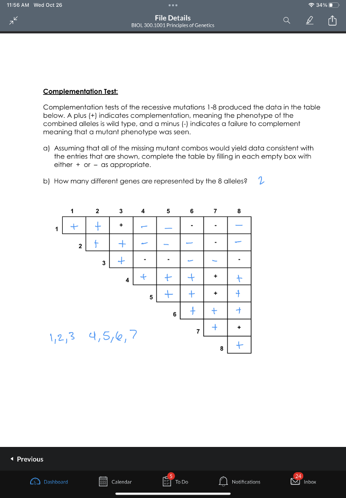 Solved Complementation Test Complementation Tests Of The Chegg