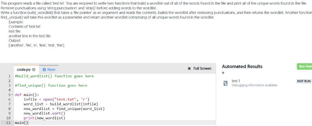 Solved This Program Reads A File Called Test Txt You Are Chegg