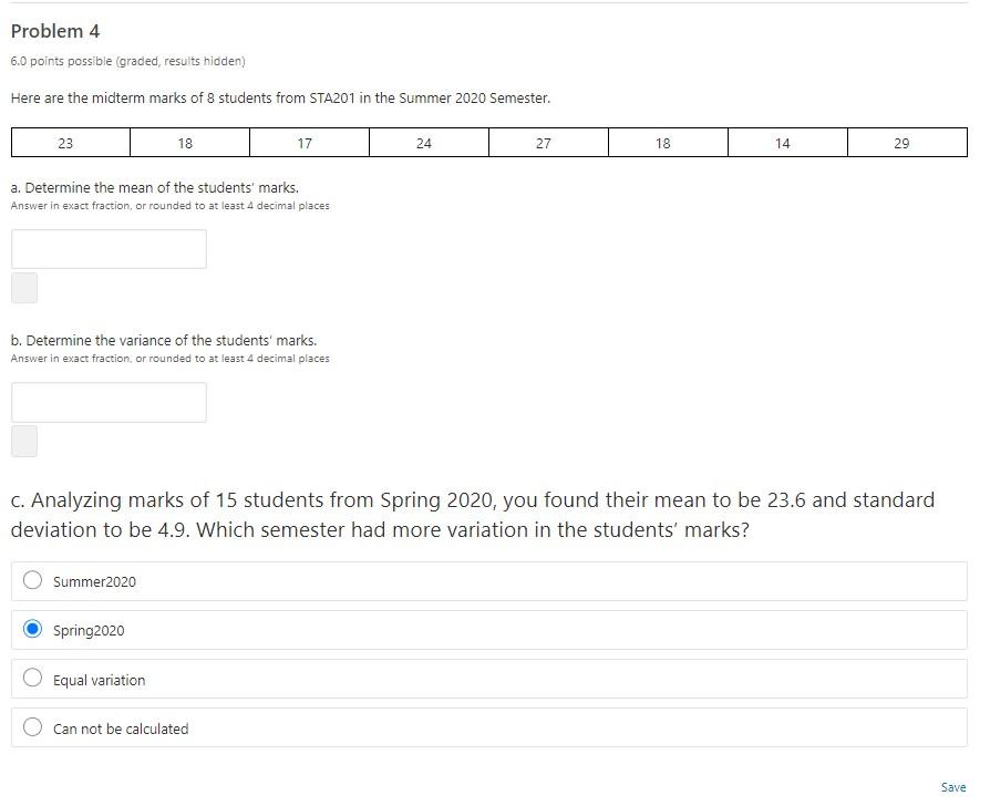 Solved Problem Points Possible Graded Results Hidden Chegg