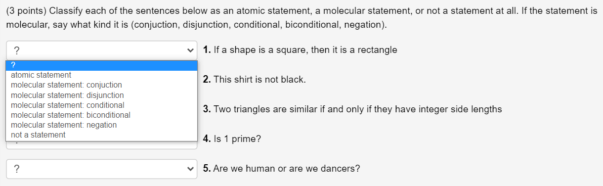 Solved Points Determine Whether Each Molecular Statement Chegg