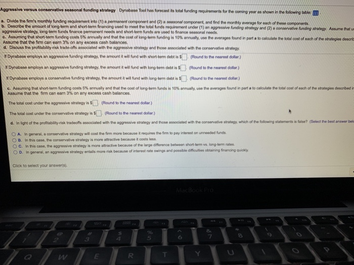 Solved T Aggressive Versus Conservative Seasonal Funding Chegg