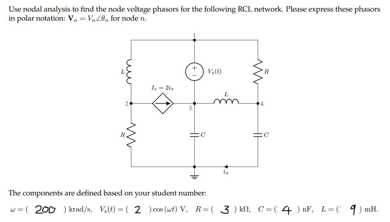 Solved Use Nodal Analysis To Find The Node Voltage Phasors Chegg