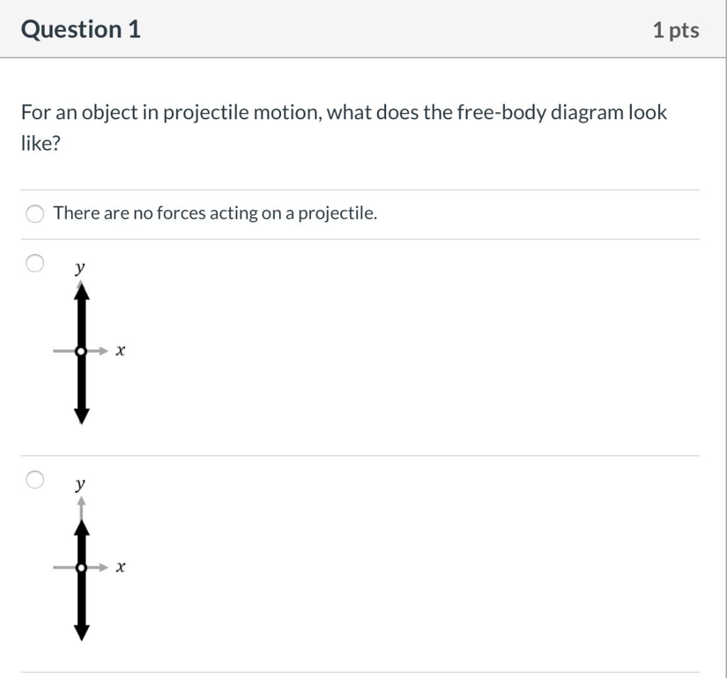 Solved Question 1 1 Pts For An Object In Projectile Motion Chegg