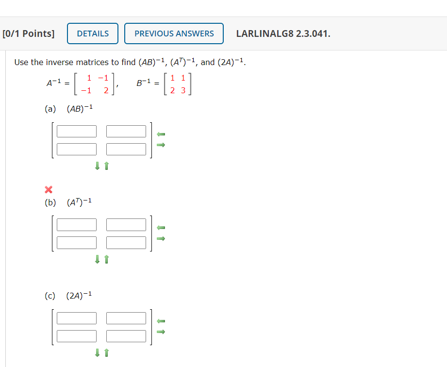 Solved Points Details Previous Answers Larlinalg Chegg