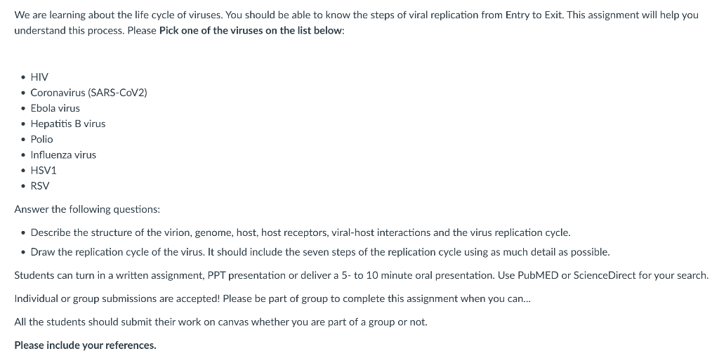 Solved We Are Learning About The Life Cycle Of Viruses You Chegg