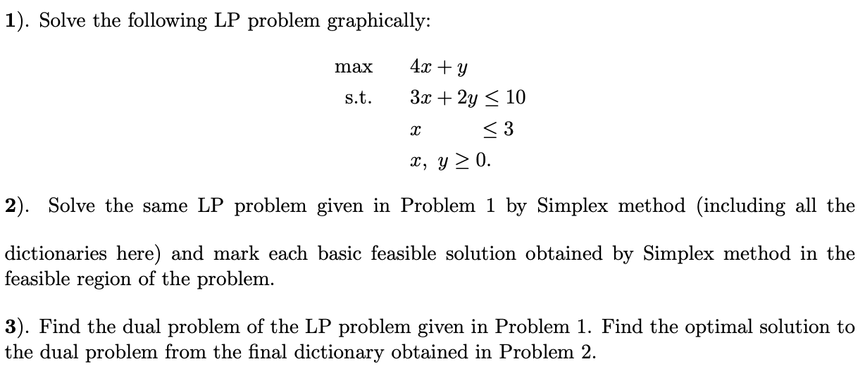 Solved 1 Solve The Following LP Problem Graphically Max Chegg