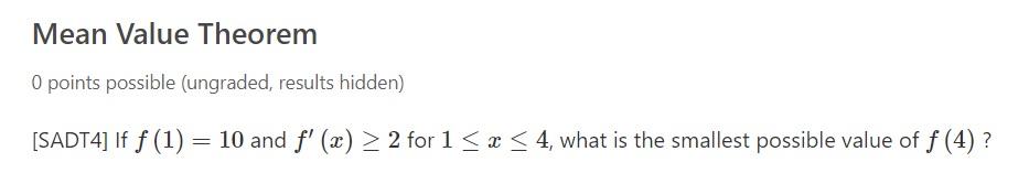 Solved Mean Value Theorem O Points Possible Ungraded Chegg