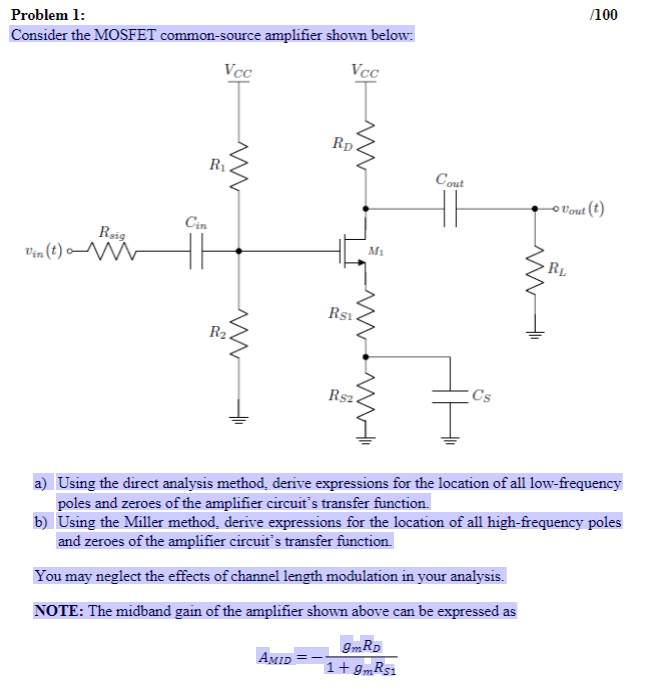 Solved Consider The Mosfet Common Source Amplifier Shown Chegg