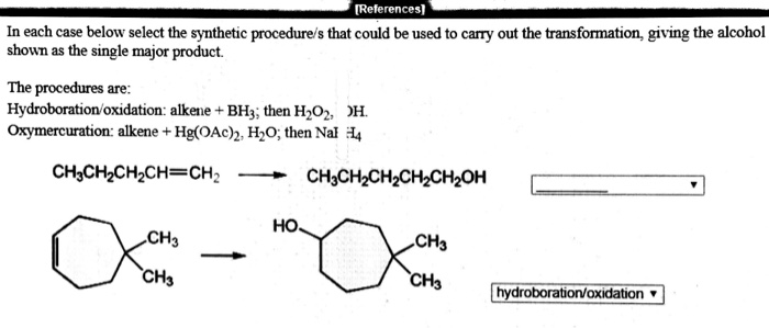 Solved References In Each Case Below Select The Synthetic Chegg