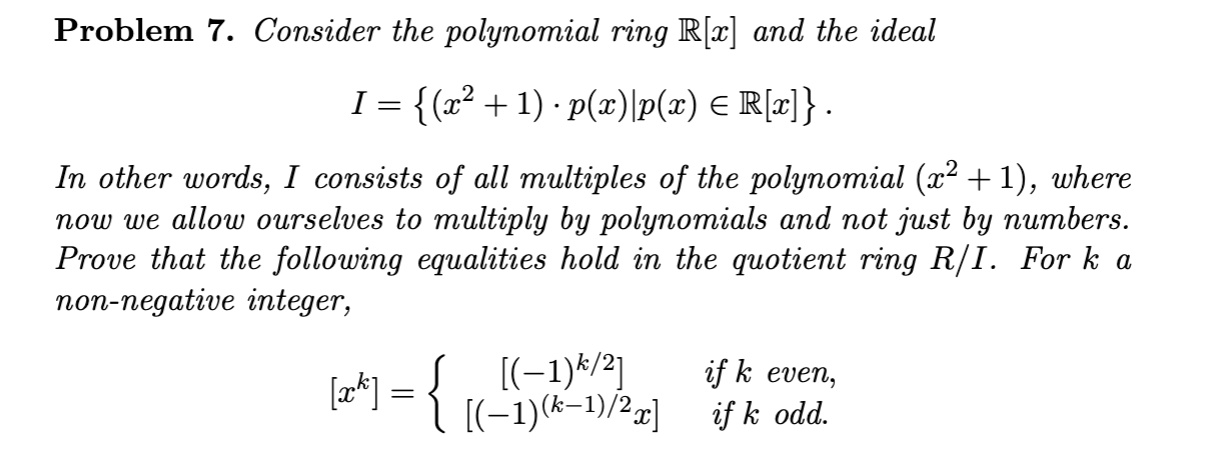 Solved Problem Consider The Polynomial Ring R X And The Chegg