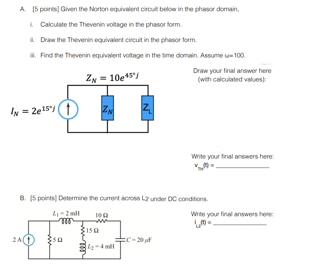 Solved A Points Given The Norton Equivalent Circuit Chegg