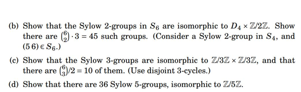 Solved This Exercise Describes The Sylow P Groups In S A Chegg