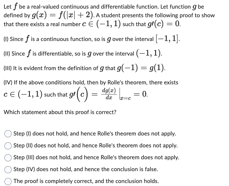 Solved Let F Be A Real Valued Continuous And Differentiable Chegg