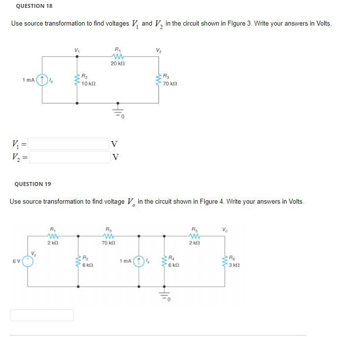 Solved Use Source Transformation To Find Voltages V And V Chegg