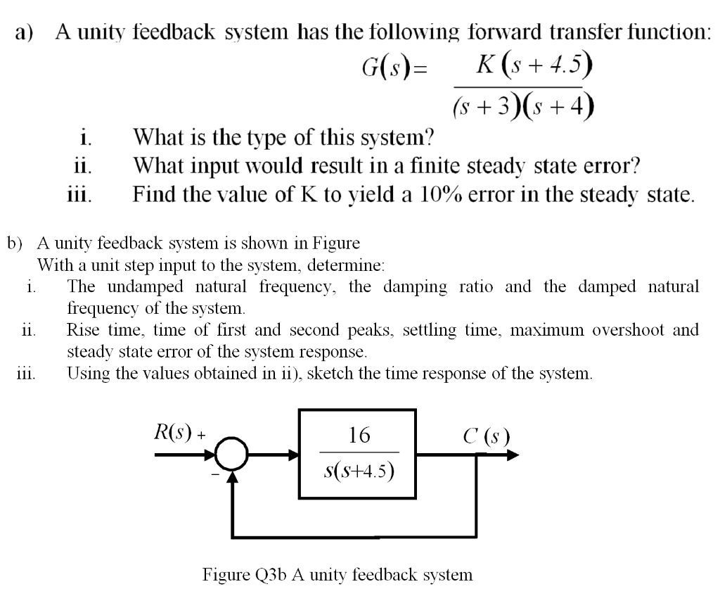 Solved A A Unity Feedback System Has The Following Forward Chegg